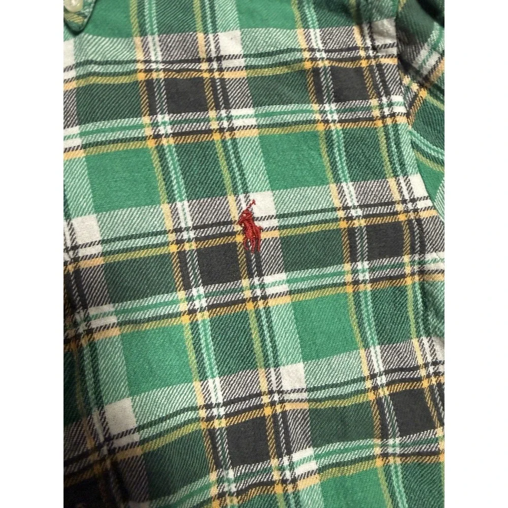 Polo Ralph Lauren Shirt Men S‎ Tartar Plaid Classic Fit Green Flannel Outdoors.